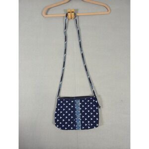Vera‎ Bradley Quilted Crossbody Bag Navy Blue White Geometric Triangle Floral